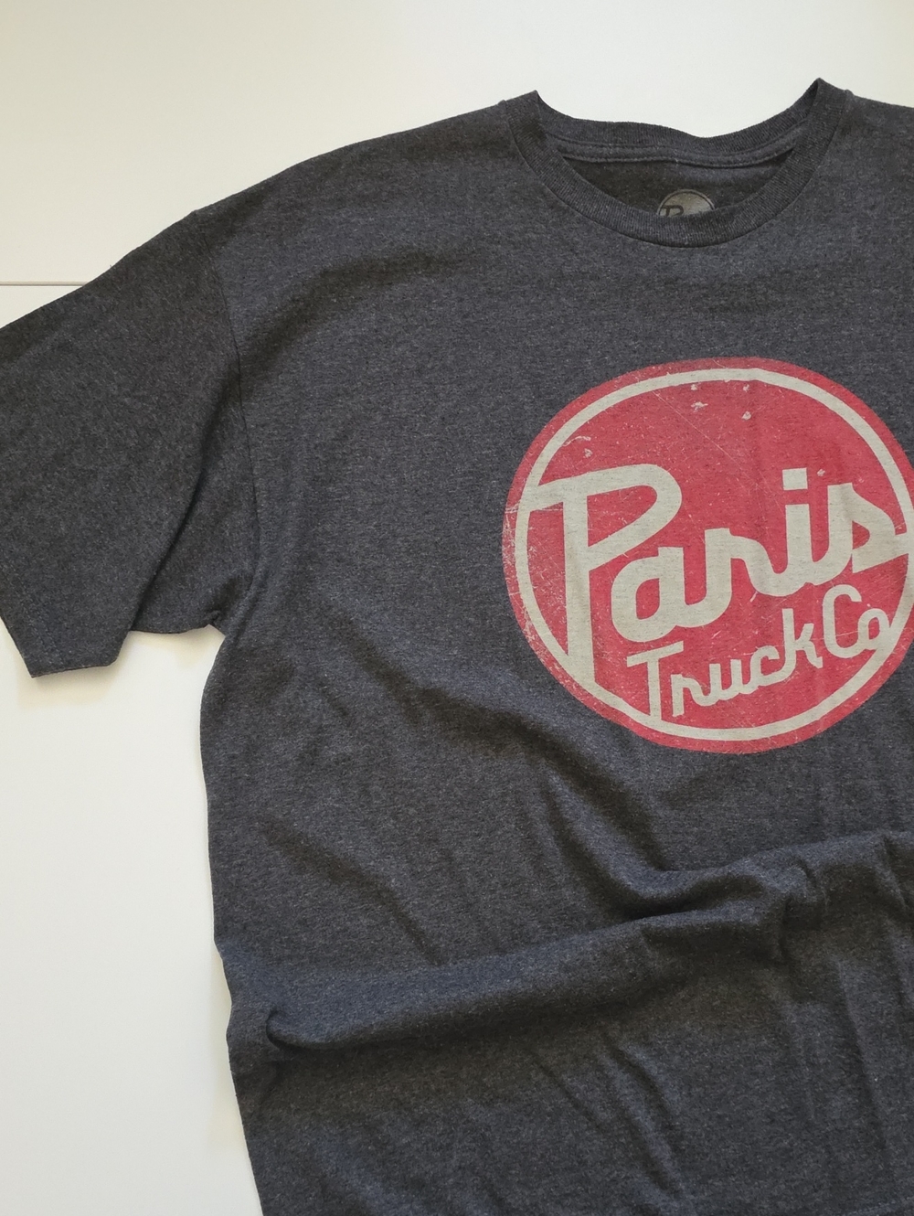 Short-Sleeve Tee in Charcoal with Red Logo